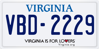 VA license plate VBD2229