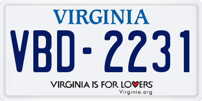 VA license plate VBD2231