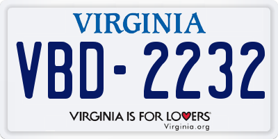 VA license plate VBD2232