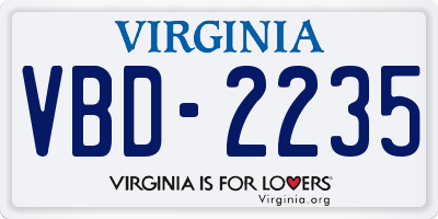 VA license plate VBD2235