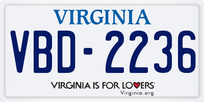 VA license plate VBD2236