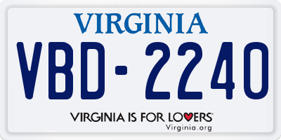 VA license plate VBD2240