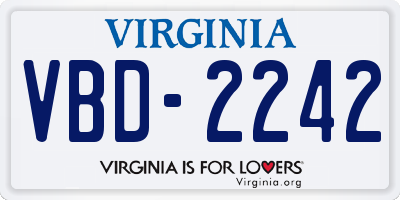 VA license plate VBD2242