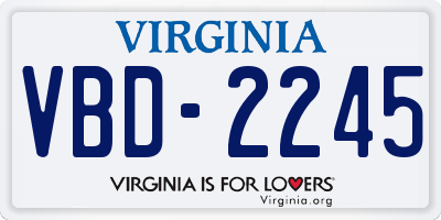 VA license plate VBD2245