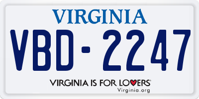 VA license plate VBD2247