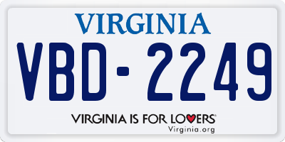VA license plate VBD2249