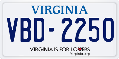 VA license plate VBD2250