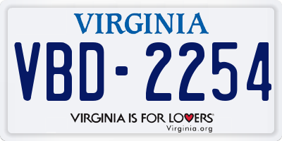 VA license plate VBD2254