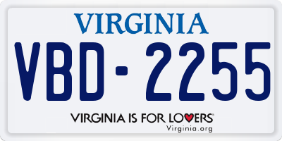 VA license plate VBD2255
