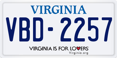 VA license plate VBD2257