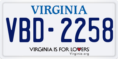 VA license plate VBD2258