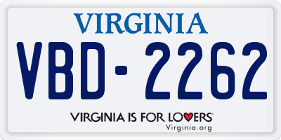 VA license plate VBD2262