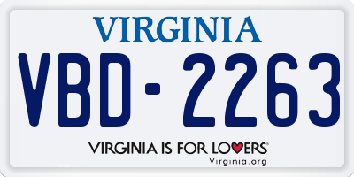 VA license plate VBD2263