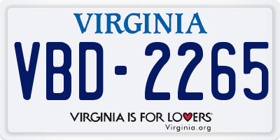VA license plate VBD2265