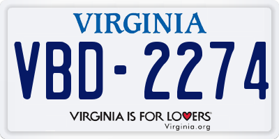VA license plate VBD2274