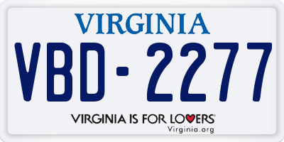 VA license plate VBD2277