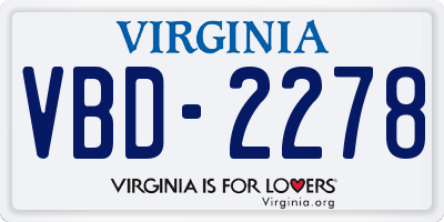 VA license plate VBD2278