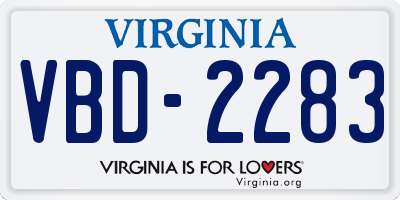 VA license plate VBD2283