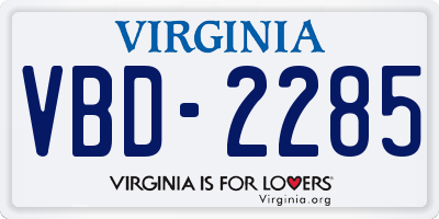 VA license plate VBD2285