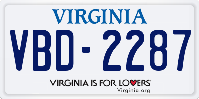 VA license plate VBD2287