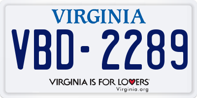 VA license plate VBD2289