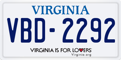 VA license plate VBD2292