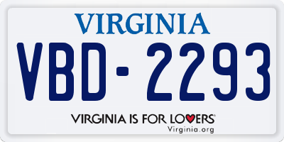 VA license plate VBD2293