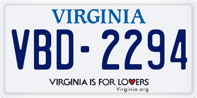 VA license plate VBD2294