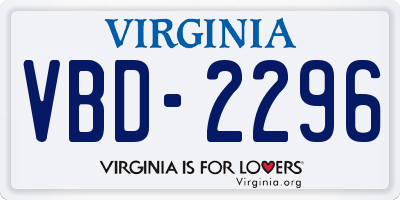 VA license plate VBD2296
