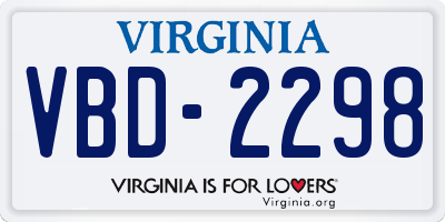 VA license plate VBD2298