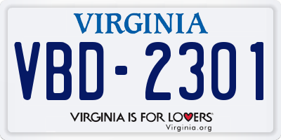 VA license plate VBD2301