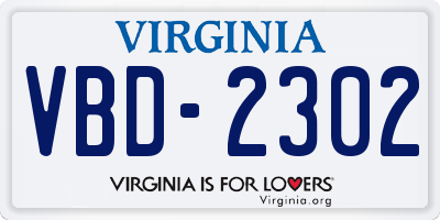 VA license plate VBD2302