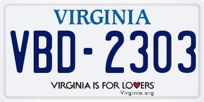 VA license plate VBD2303