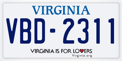 VA license plate VBD2311