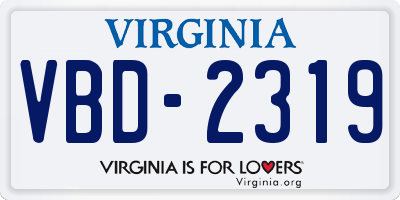 VA license plate VBD2319