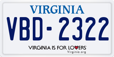 VA license plate VBD2322