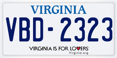 VA license plate VBD2323