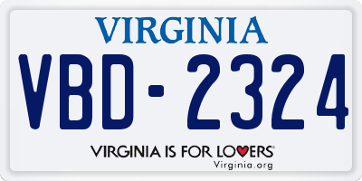 VA license plate VBD2324