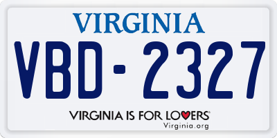 VA license plate VBD2327