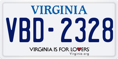VA license plate VBD2328