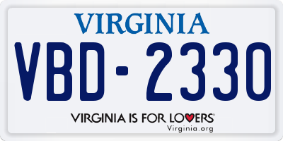 VA license plate VBD2330
