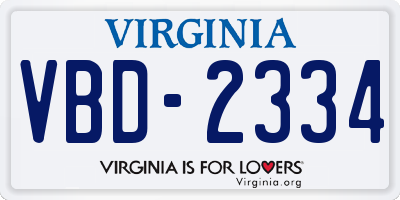 VA license plate VBD2334