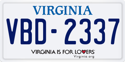 VA license plate VBD2337
