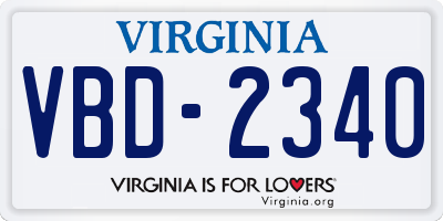VA license plate VBD2340