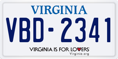 VA license plate VBD2341