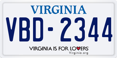 VA license plate VBD2344