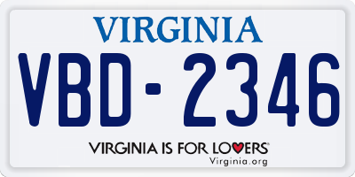 VA license plate VBD2346