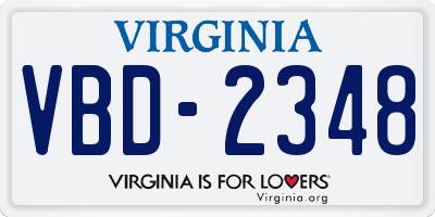 VA license plate VBD2348