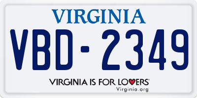 VA license plate VBD2349