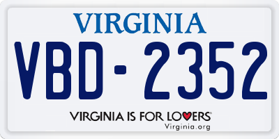 VA license plate VBD2352